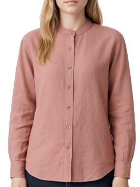 Levi's Button Front Shirt Top Blouse Long Sleeve Linen Cotton Blend Rose Pink
